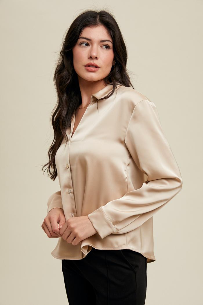 Satin Button-up Shirt