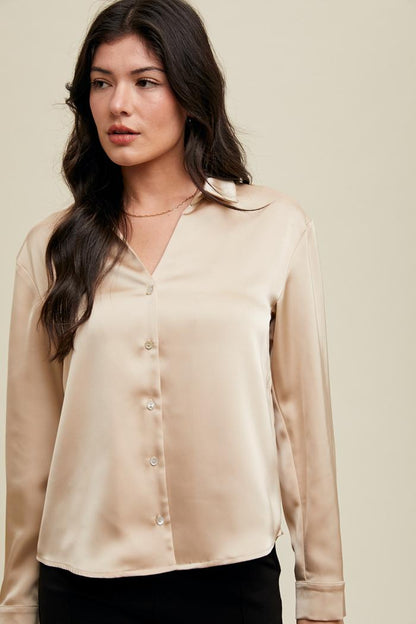 Satin Button-up Shirt