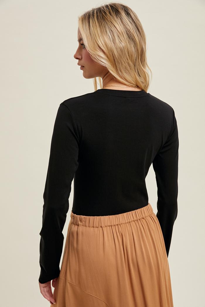 Long Sleeve Knit Thong Bodysuit