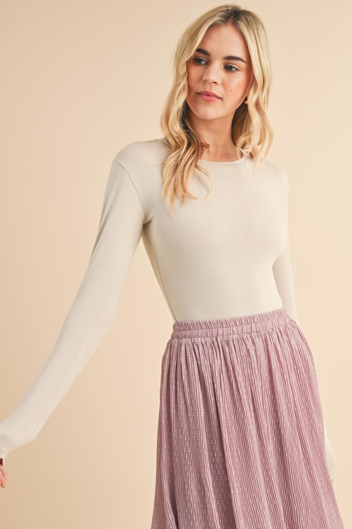 Long Sleeve Knit Thong Bodysuit