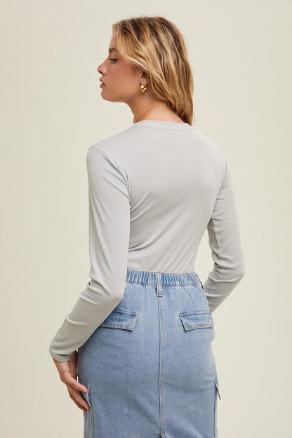 Long Sleeve Knit Thong Bodysuit