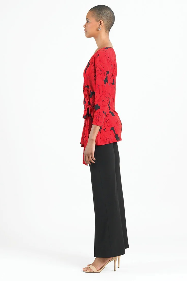 Rose Print V-neck tunic with side tie detail