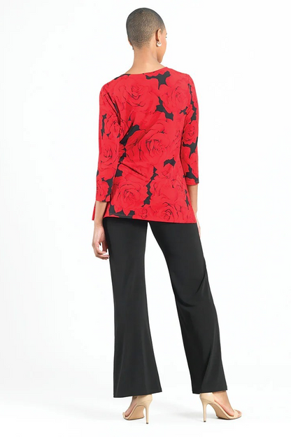 Rose Print V-neck tunic with side tie detail
