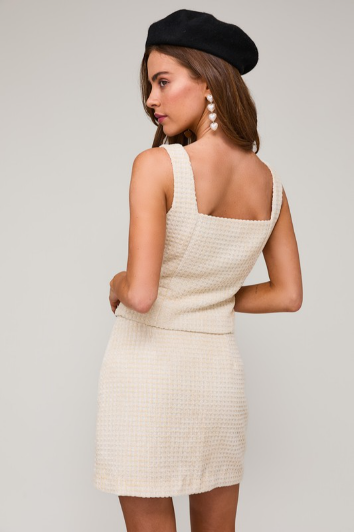 S/L Bow Det Tweed Top