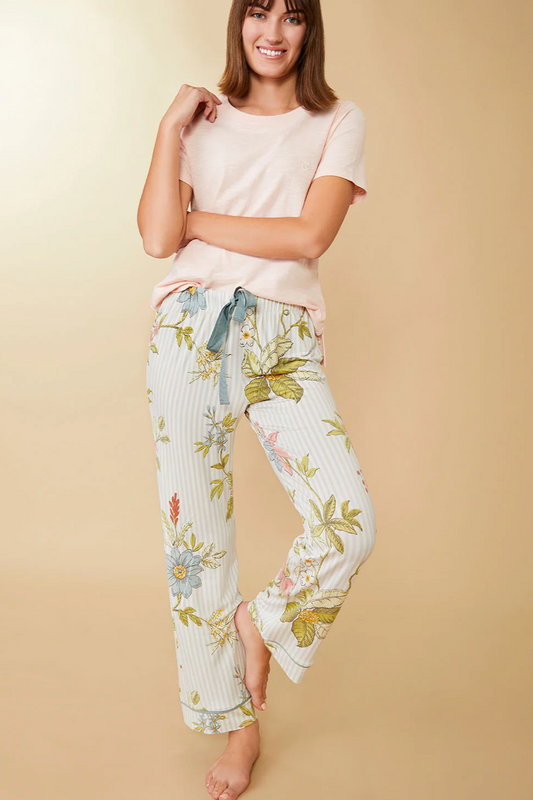 Pajama Pant Floral Vine Stripe
