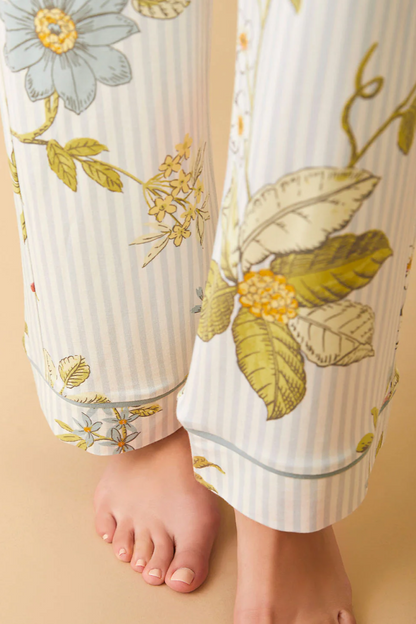 Pajama Pant Floral Vine Stripe