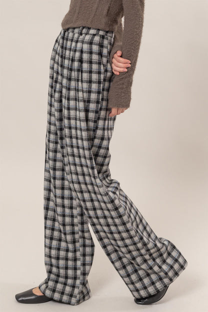 Easily Adored High Waist Plaid Wide Leg Pants