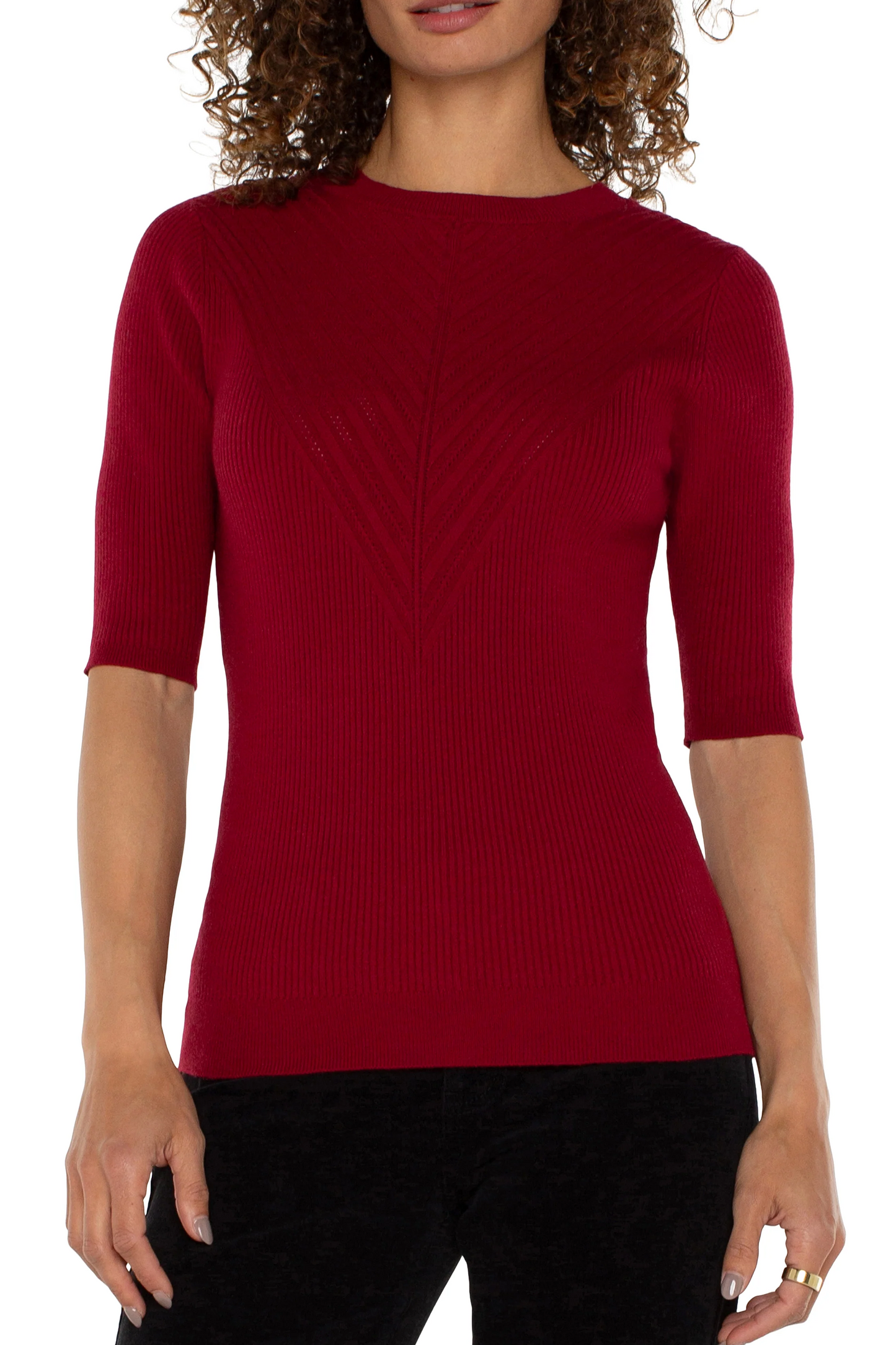 Elbow Sleeve Crew Neck Sweater