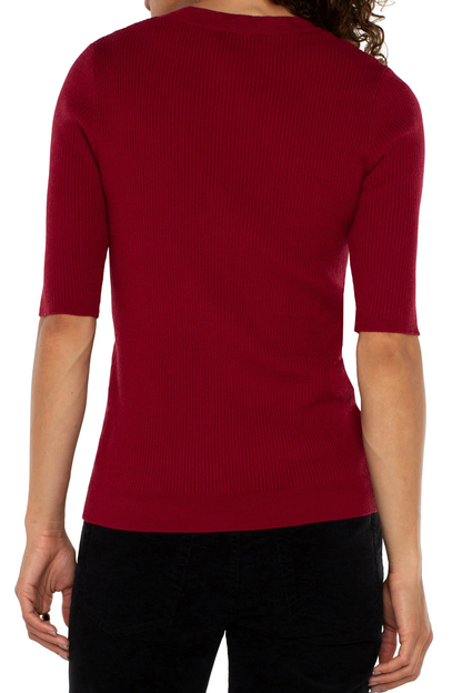 Elbow Sleeve Crew Neck Sweater