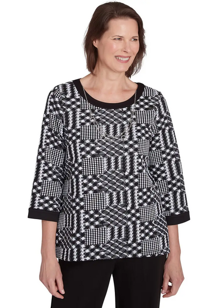 Houndstooth Textured Top