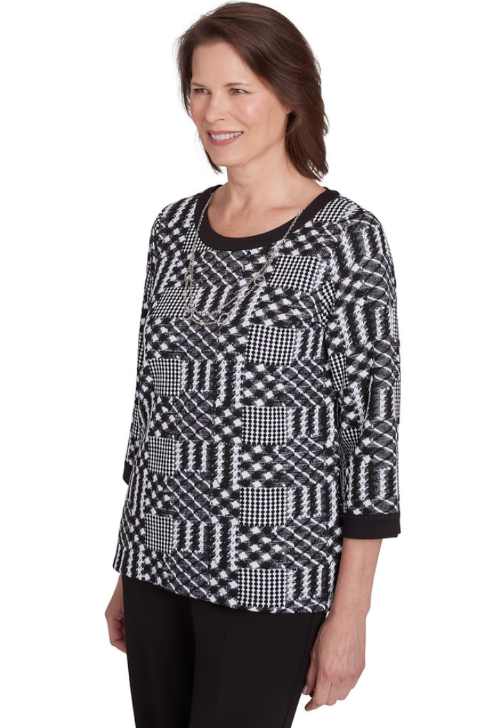 Houndstooth Textured Top