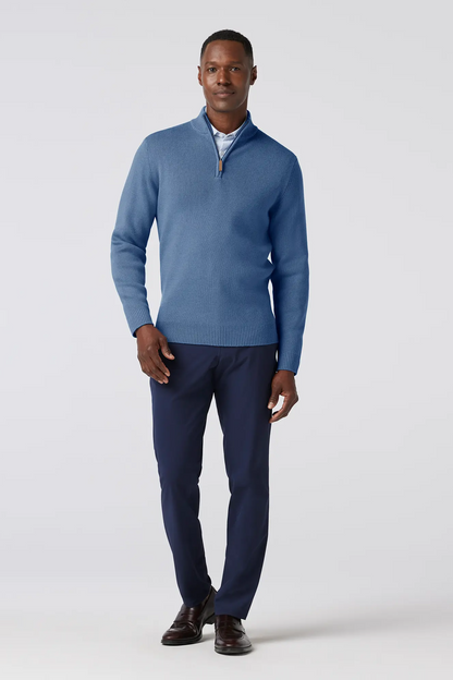 Hilcrest Quarter Zip - Denim Blue Solid