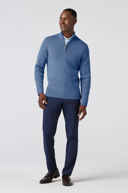 Hilcrest Quarter Zip - Denim Blue Solid