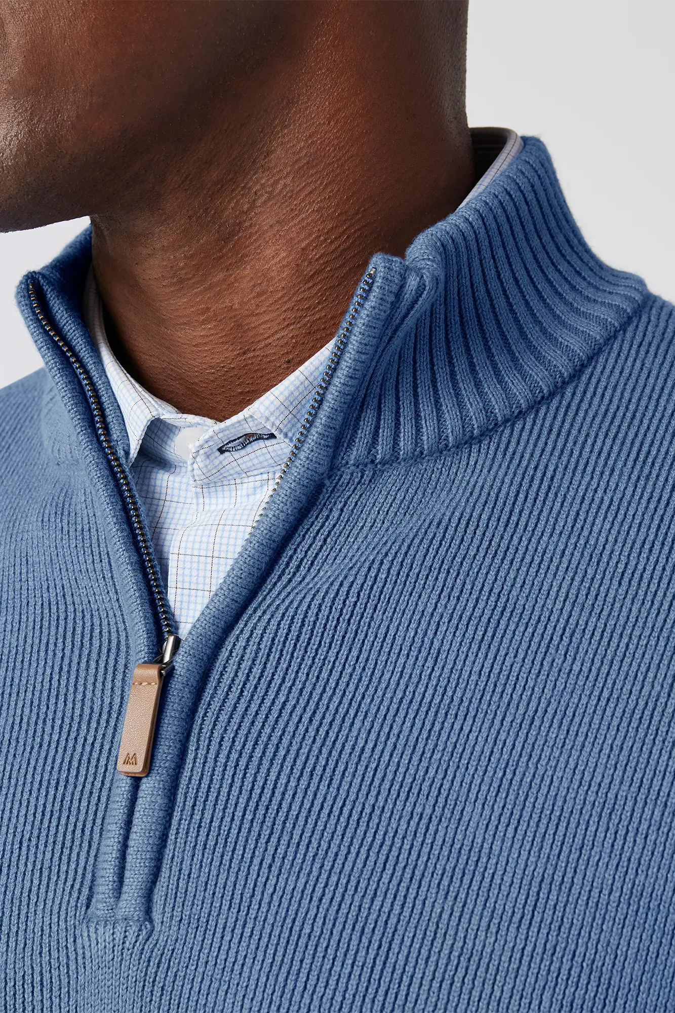 Hilcrest Quarter Zip - Denim Blue Solid