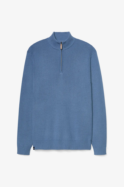 Hilcrest Quarter Zip - Denim Blue Solid