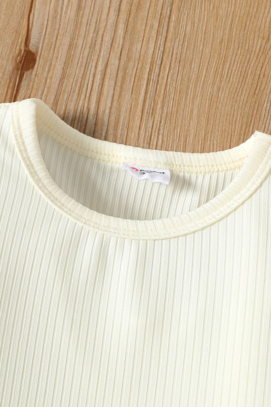 Girl's Textured Ribbed Long Puff-Sleeve Top