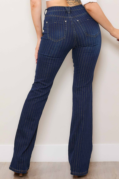 Metallic Stripe Bootcut Pants