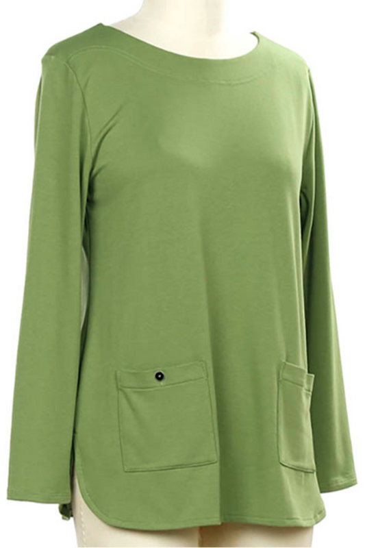 Long Sleeve Solid Pocket Top