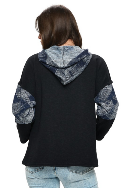 Plaid Color Block Hoodie