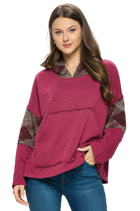 Plaid Color Block Hoodie