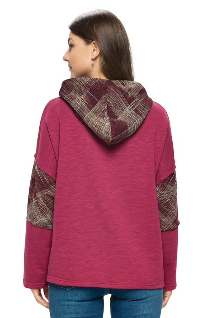 Plaid Color Block Hoodie