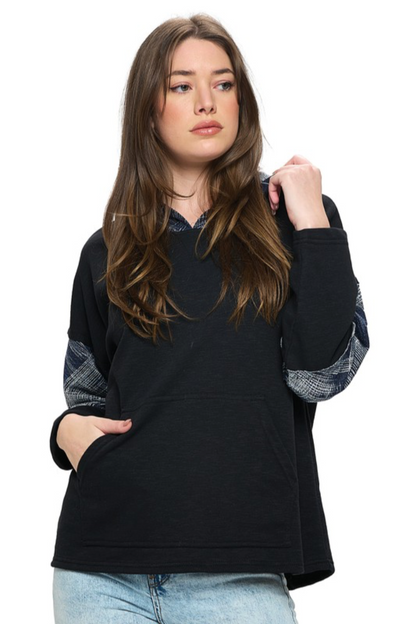 Plaid Color Block Hoodie
