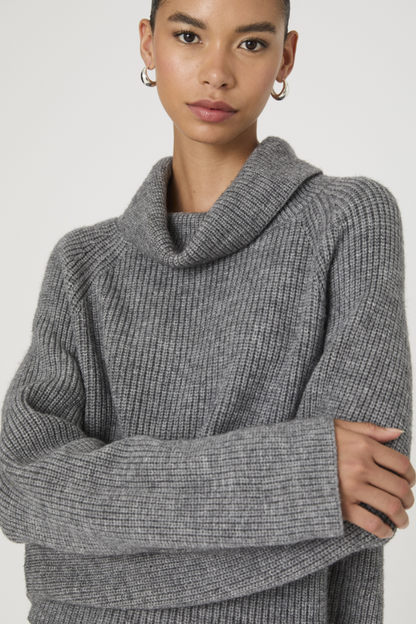Mersai Long Sleeve Roll Neck Jumper - Stone Grey Mel