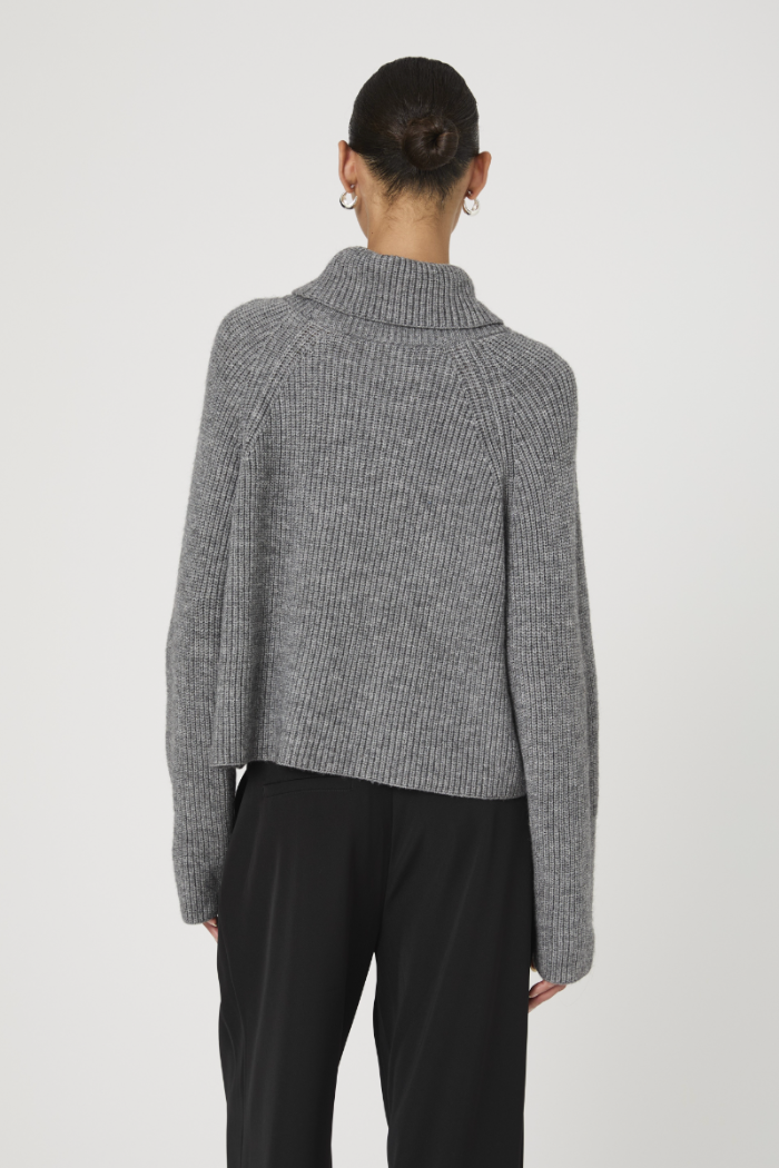Mersai Long Sleeve Roll Neck Jumper - Stone Grey Mel
