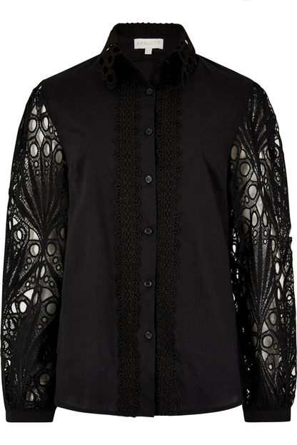 Lace Arm & Collar Poplin Shirt