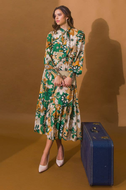 Floral Printed Woven Midi Dress