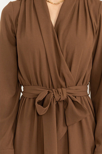 Weekend Outing Tie-Belt Long Sleeve Jumpsuit