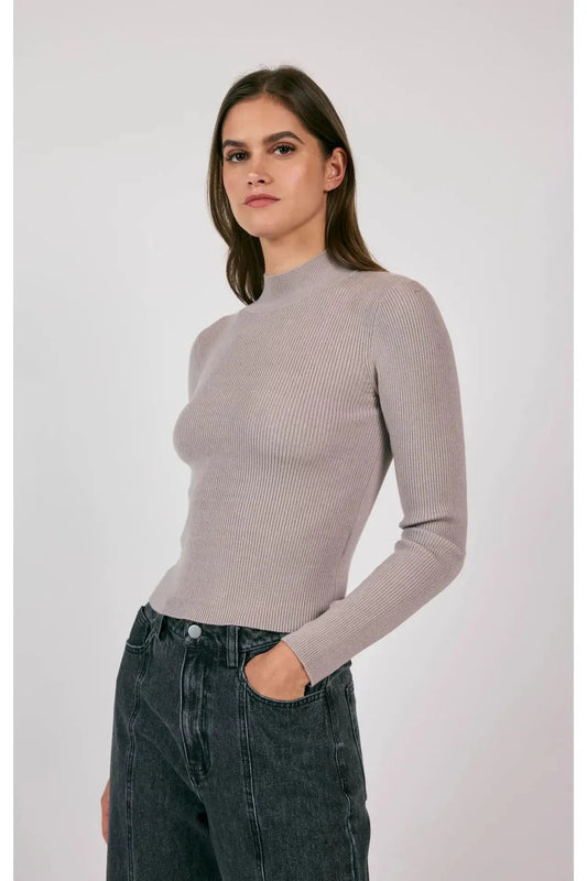 Misty Air Turtleneck Sweater - Taupe