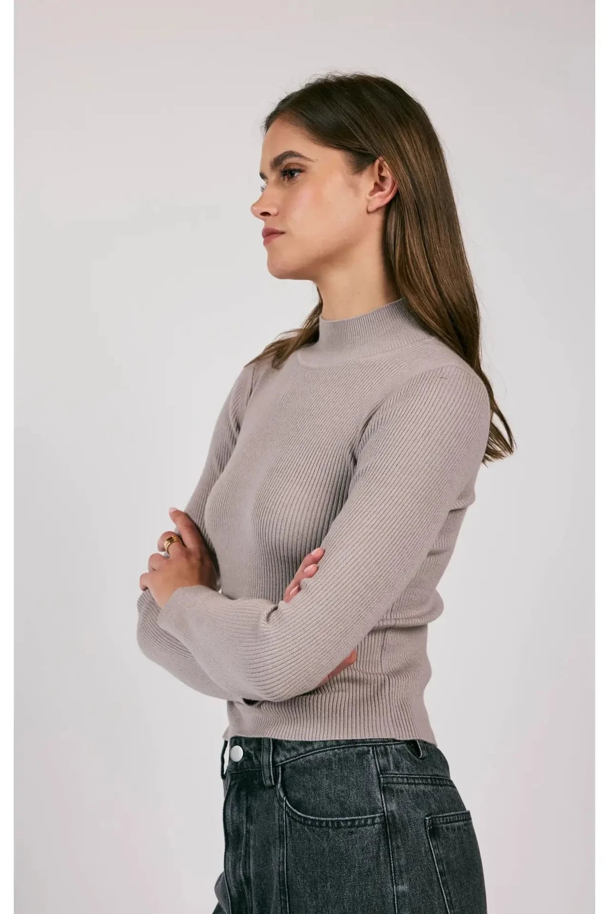 Misty Air Turtleneck Sweater - Taupe