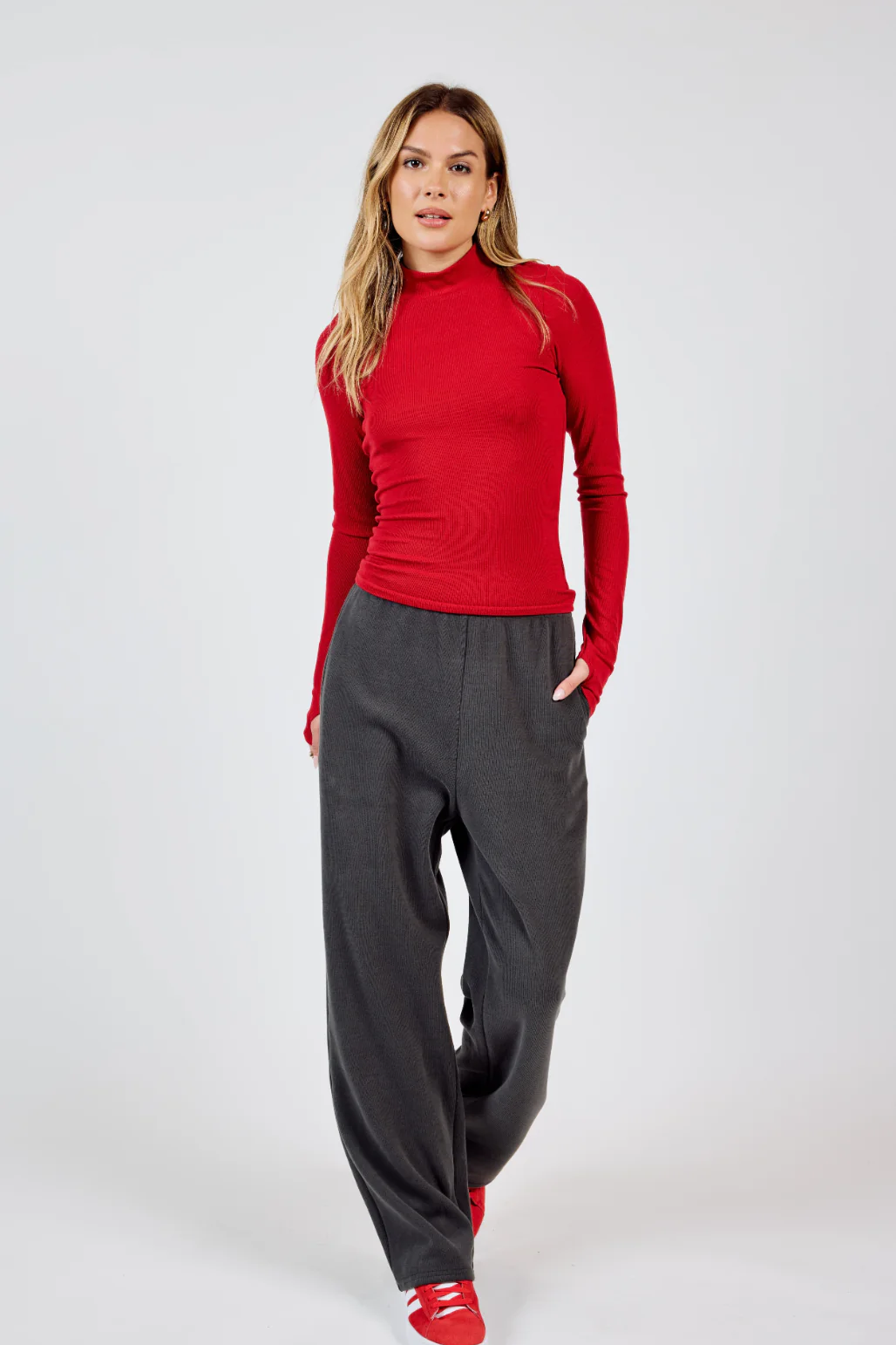 Ronan Mock Neck Top - Red