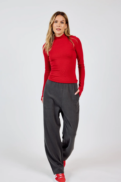 Ronan Mock Neck Top - Red