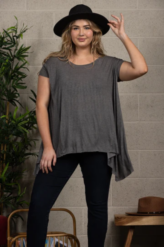 Oversize Asymmetric Hem Plus Size Knit Top