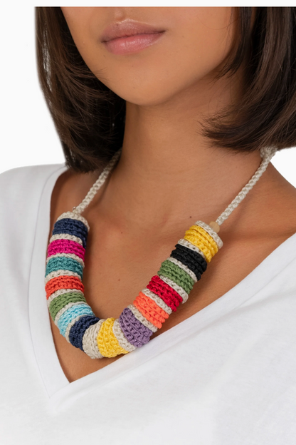 Jasper Disc Necklace - Ecru Multi