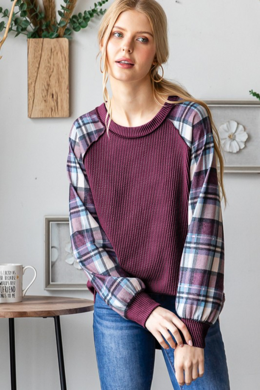 Plaid Sleeve Top