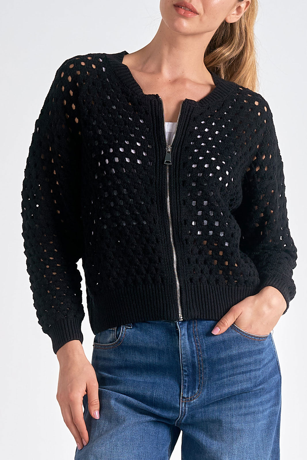 Zip Down Mesh Bomber Jacket