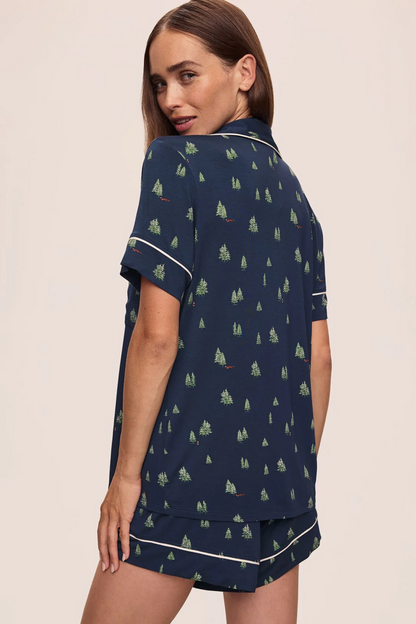 Gisele Printed TENCEL™ Modal Relaxed Short PJ Set Woodland Pine Relaxed Fit