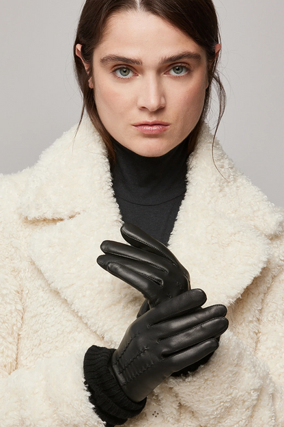 CARMEL-N Leather Gloves With Knit Lining
