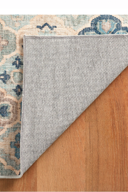 Palie Blue Washable 3 x 5 rug