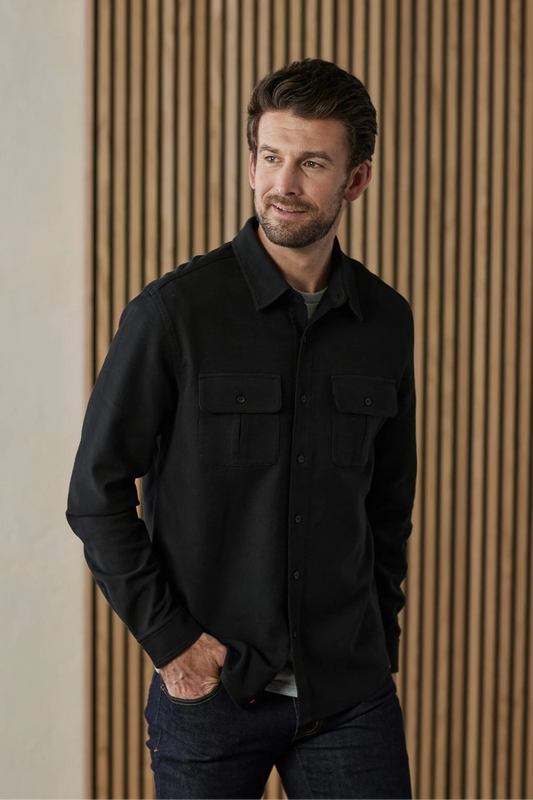 Comfort Terry Shirt Jacket - Black