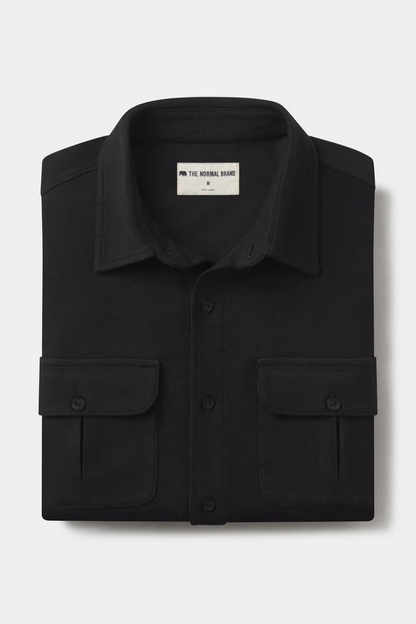 Comfort Terry Shirt Jacket - Black