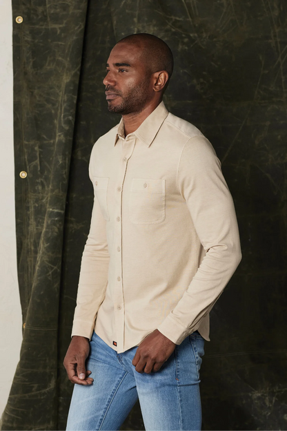 Lennox Jersey Button Up - Oat
