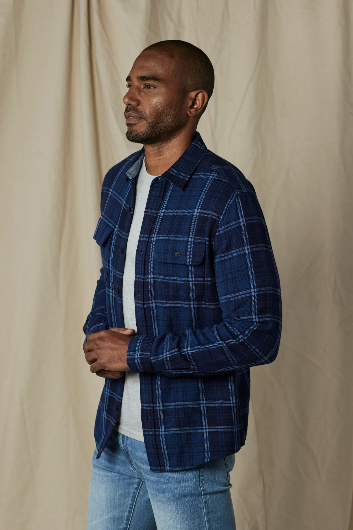Mountain Overshirt - Indigo Plaid