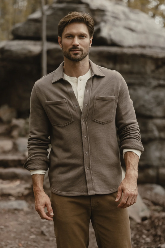Looped Terry Button Up - Cedar