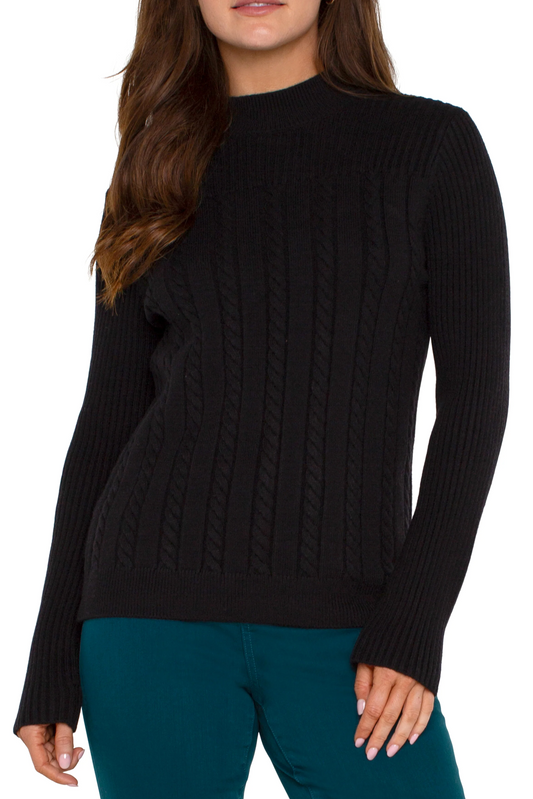 Long Sleeve Mock Neck Cable Sweater