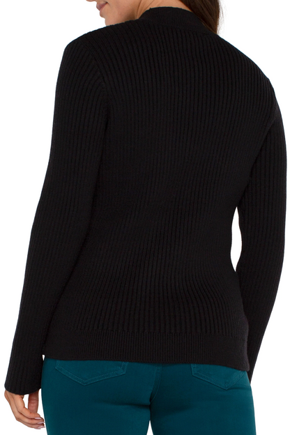 Long Sleeve Mock Neck Cable Sweater