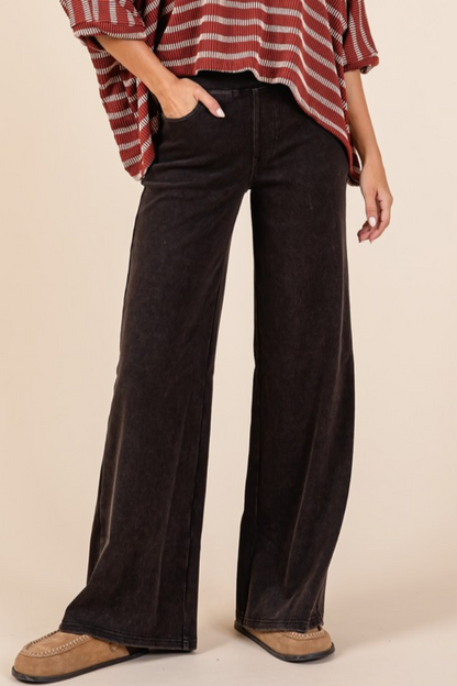 Washed Denim Sweat Pants